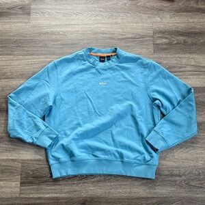 Boss Men's Light Blue Crewneck Sweater Size XL Cotton Sweatshirt